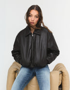 Tredéx Leder Bomber Jacke - Velnoir™